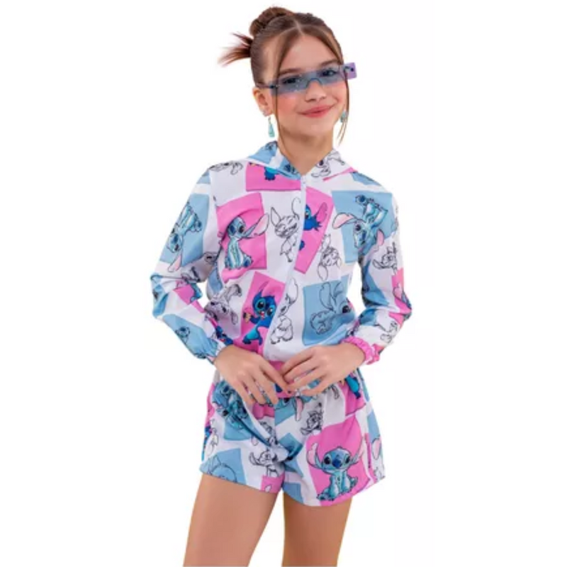 Conjunto Infantil Menina Bomber Lilo Stitch