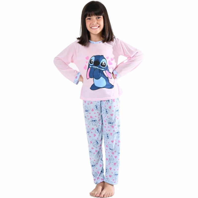 Pijama Infantil Menina Estampado Longo de Frio Roupa de Dormir Feminino Inverno