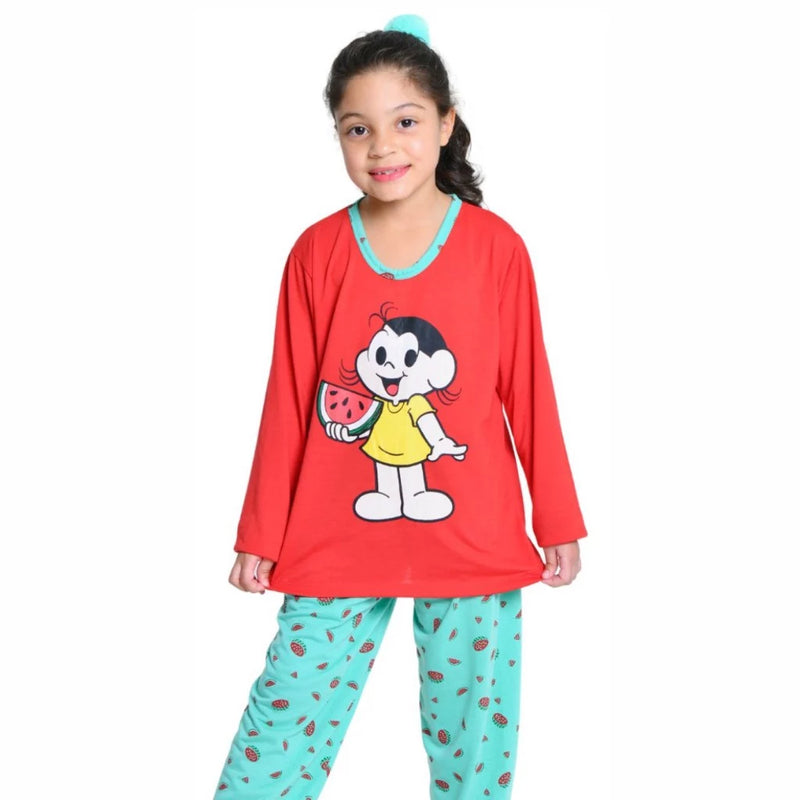 Pijama Infantil Menina Estampado Longo de Frio Roupa de Dormir Feminino Inverno