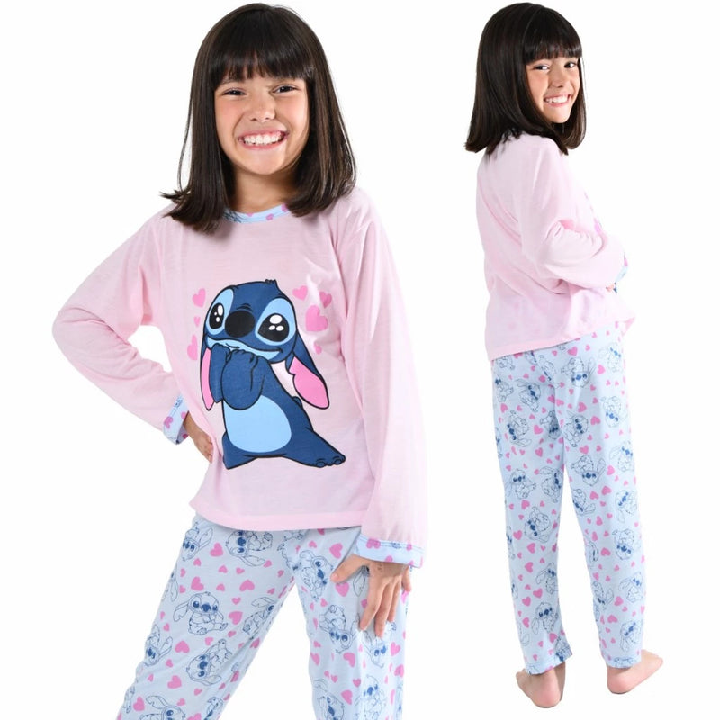 Pijama Infantil Menina Estampado Longo de Frio Roupa de Dormir Feminino Inverno