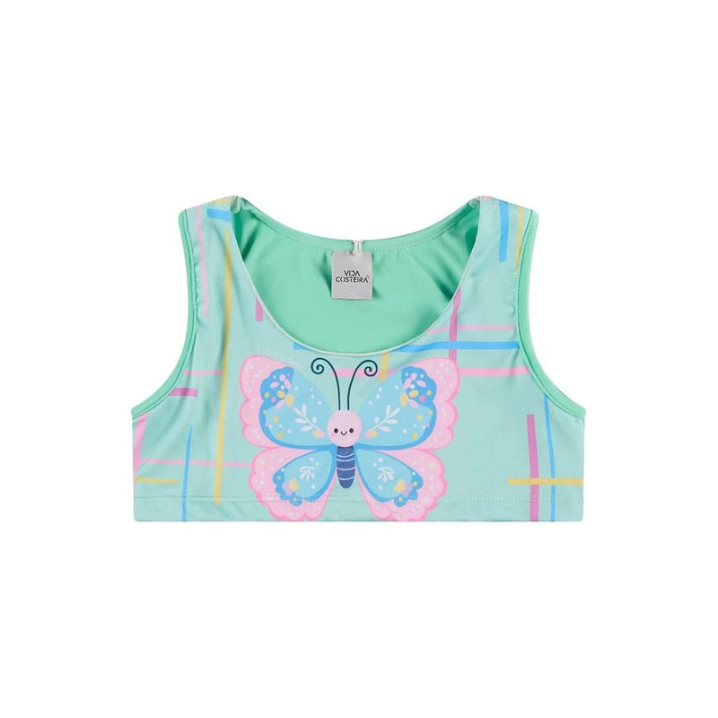 Conjunto Infantil Cropped UV 50+ Butterfly Verde